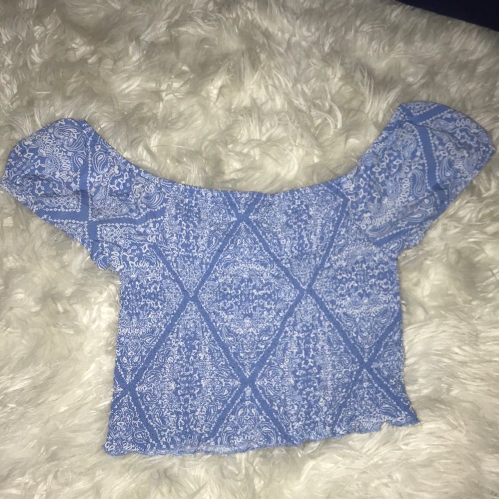 Ruffled off the shoulder crop top